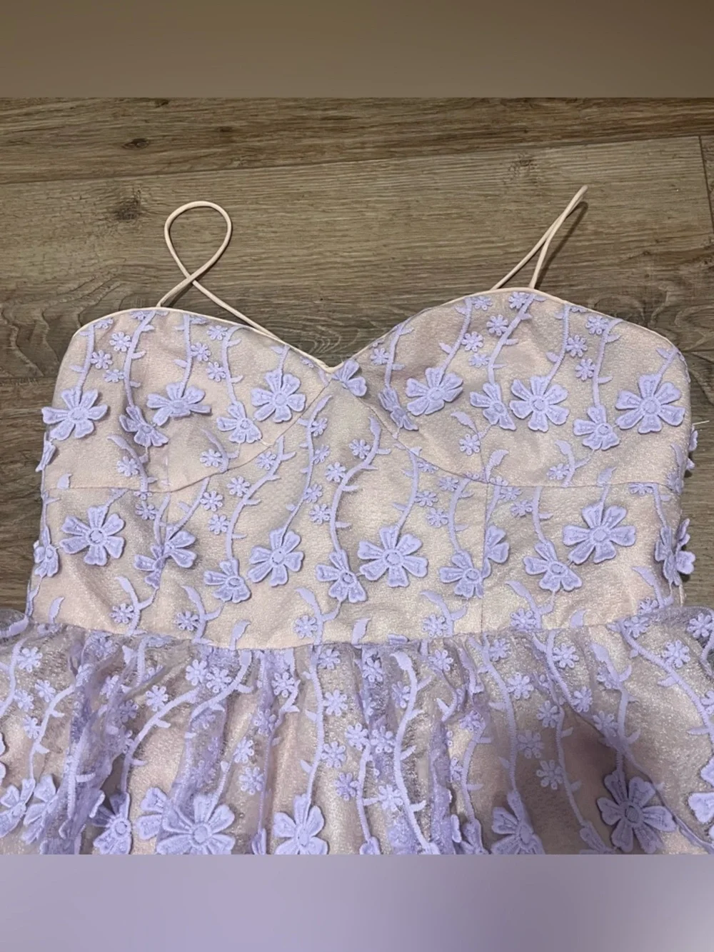 Endless Rose crochet lace layered midi dress in lilac NWT - Picture 3 of 15